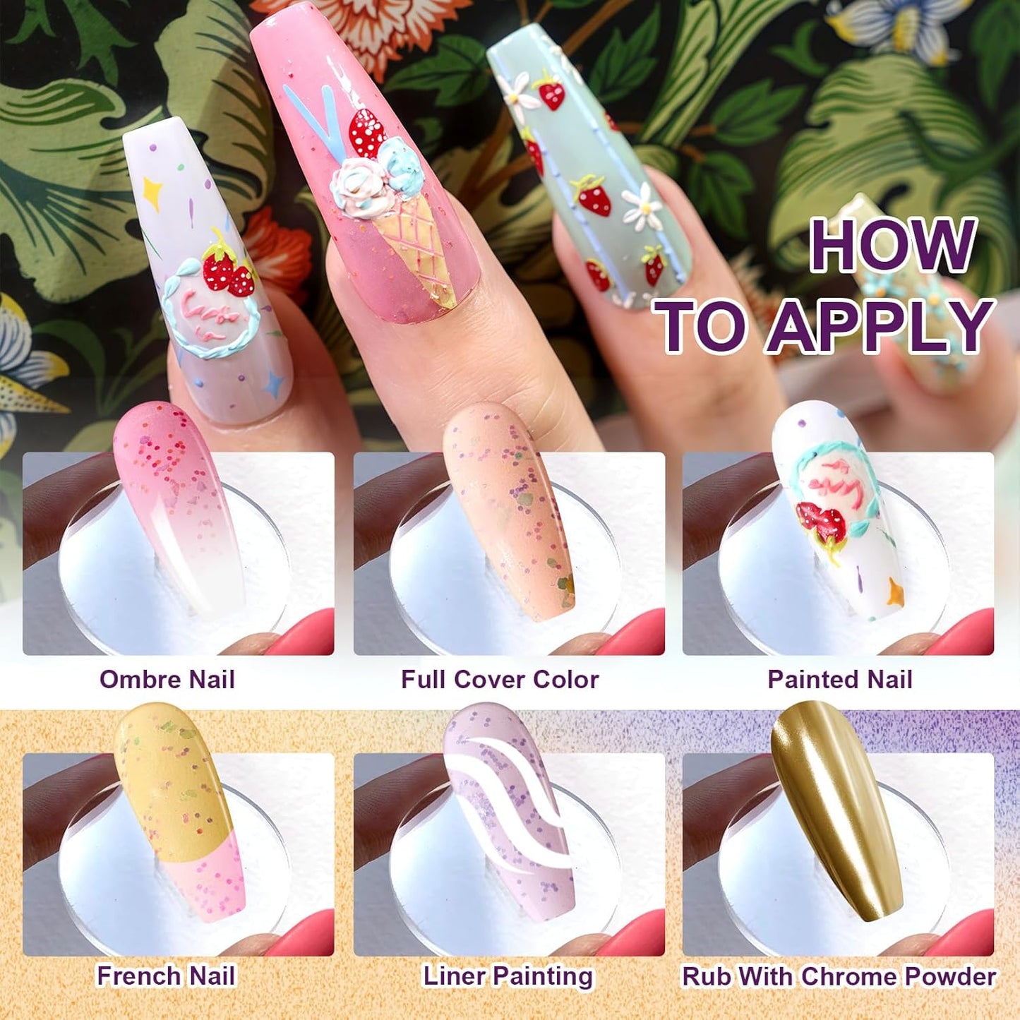 Gradient Painting Gel, 9 Colors Ombre Gel Nail Polish for 3D Sculpture Gel comes with Dotted Decorations Aura Nails French Manicure Soak Off UV Long-lasting Home Salon DIY Candy Cane Cream-Velvo Beauty