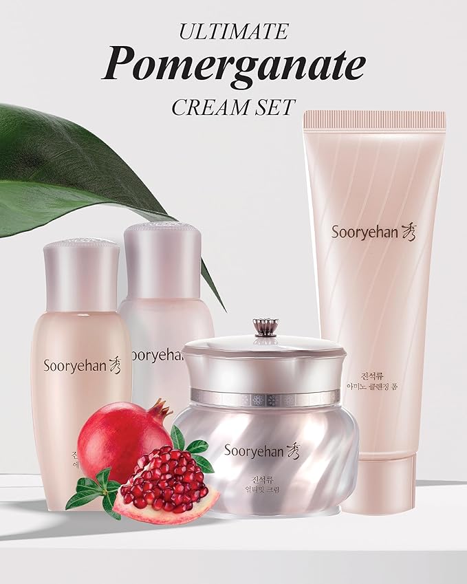 Sooryehan Ultimate Pomegranate (Cream Set, 4.4fl oz) - Skin Elasticity, Blemish and Skin Tone Improvement, Collagen, Elastin & Vitamin C-Velvo Beauty