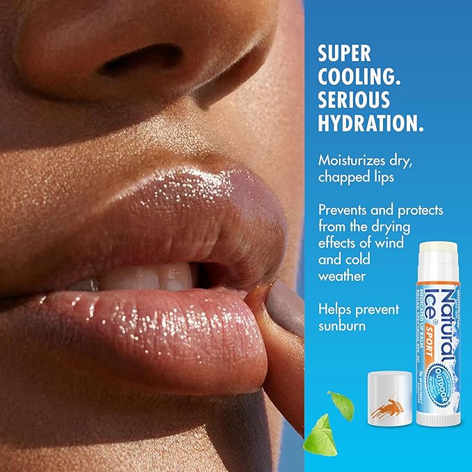 Mentholatum (R) Natural Ice (R) Sport Broad Spectrum SPF 30 Medicated Lip Balm - 12 Pack of 4.5 g Tubes-Velvo Beauty