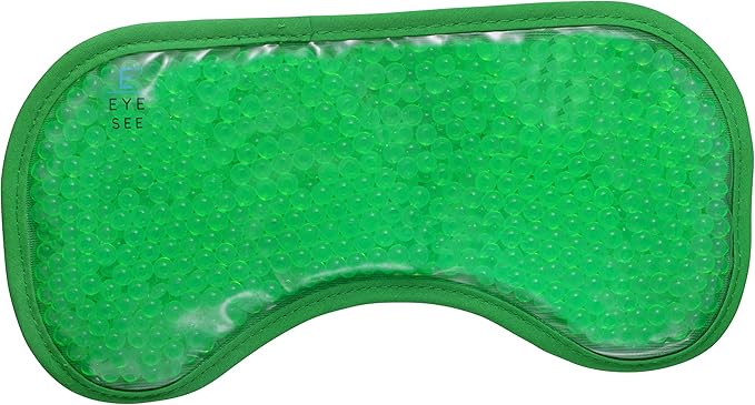 Plush Gel Eye Mask for Puffy Eyes, Green - Cold Eye mask to Treat Dark Circles, Sinuses, Dry Eyes, and for Allergy Relief - Microwave Safe for Heat Therapy-Velvo Beauty