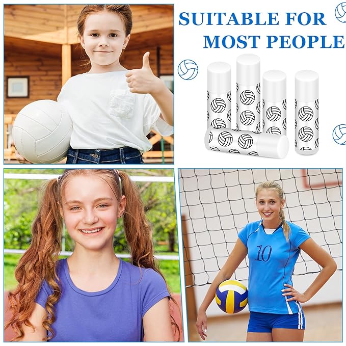 Demissle 24 Pcs Sports Team Gifts Sports Lip Balm Sports Party Favors Sports Theme Lipstick for Team Gifts(Volleyball)-Velvo Beauty