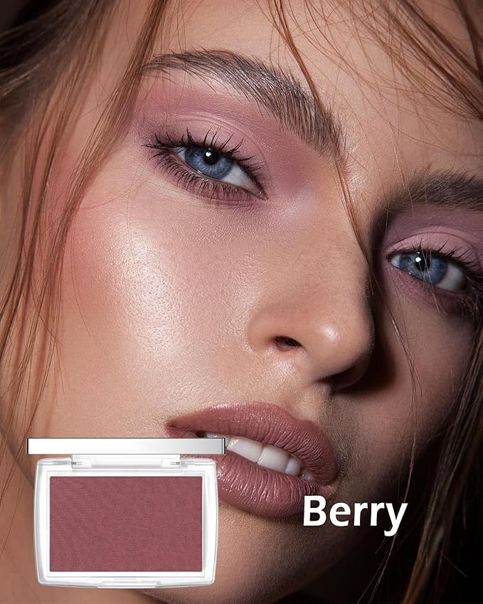 Powder Blush Palette, Matte Powder Makeup Blush for Cheeks, Natural Glow Face Blush Contour Palette, Lightweight, Smooth, Highly Pigmented Buildable Color, Long-lasting All-Day Face Enhancing -#Berry-Velvo Beauty