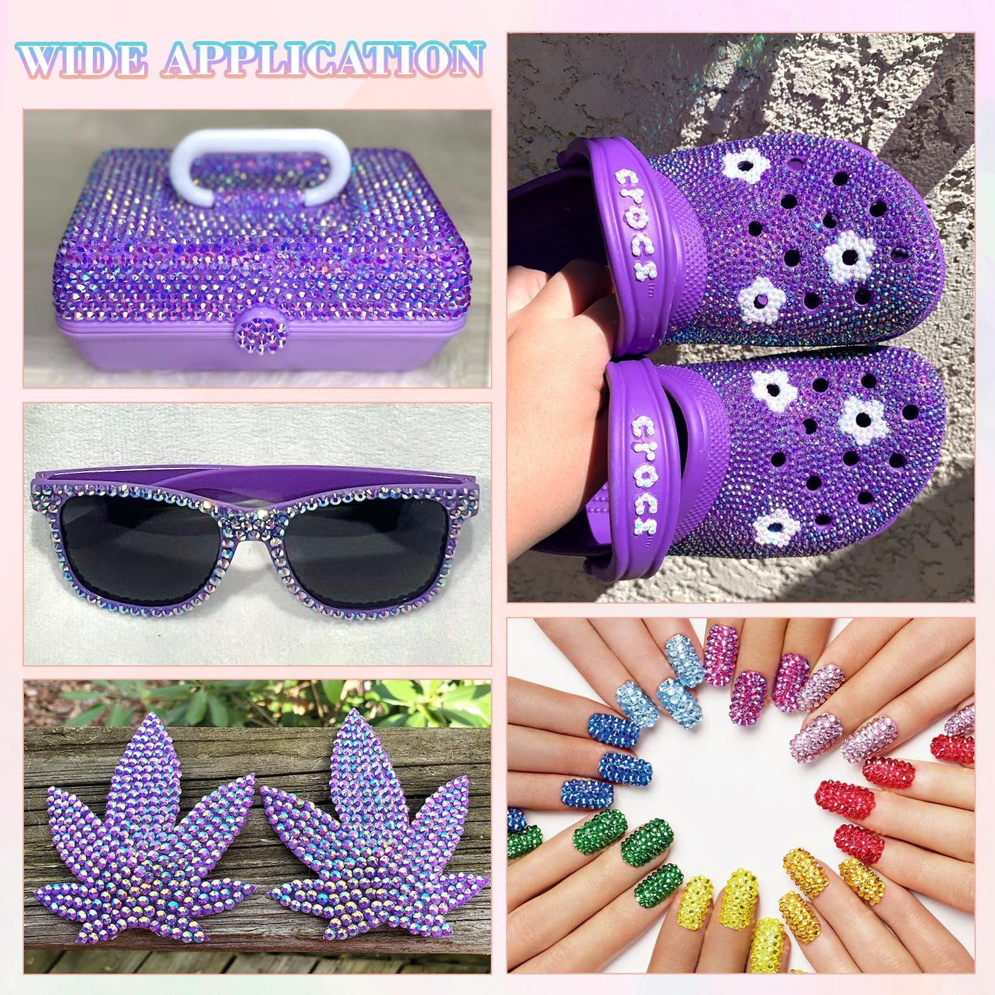 25000Pcs Resin Rhinestones with B7000 Jewelry Glue for Crafting, Dark Purple AB 2-6mm Non Hotfix Flatback Gems, Bedazzling Crystal for DIY Crafts Clothing Tumblers Mugs Shoes Fabric Decor Nail Art-Velvo Beauty