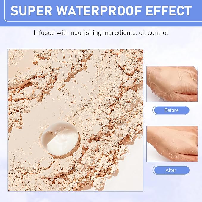 Maycheer Face Powder, Maycheer Setting Powder, Maycheer Lasting Waterproof Oil Absorbing Pressed Powder Compact, Lightweight Finishing Pressed Powder Compact (Dark Complexion, 03)-Velvo Beauty