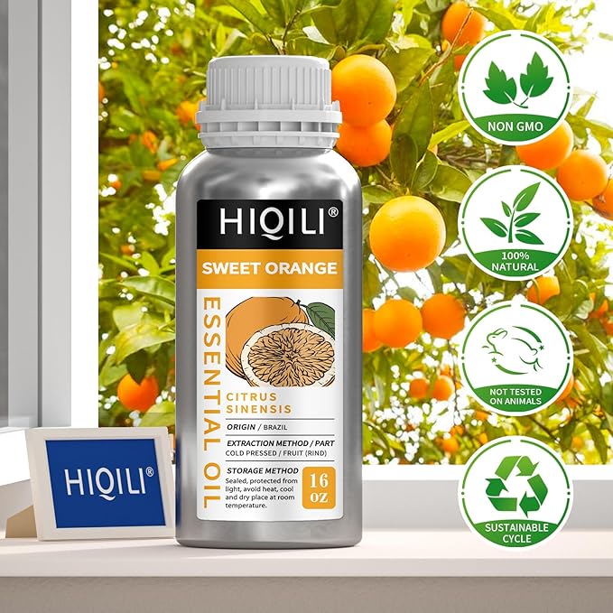 HIQILI 16 Fl Oz Orange Essential Oil, Pure and Natural for Diffuser, Skin - 500ML-Velvo Beauty