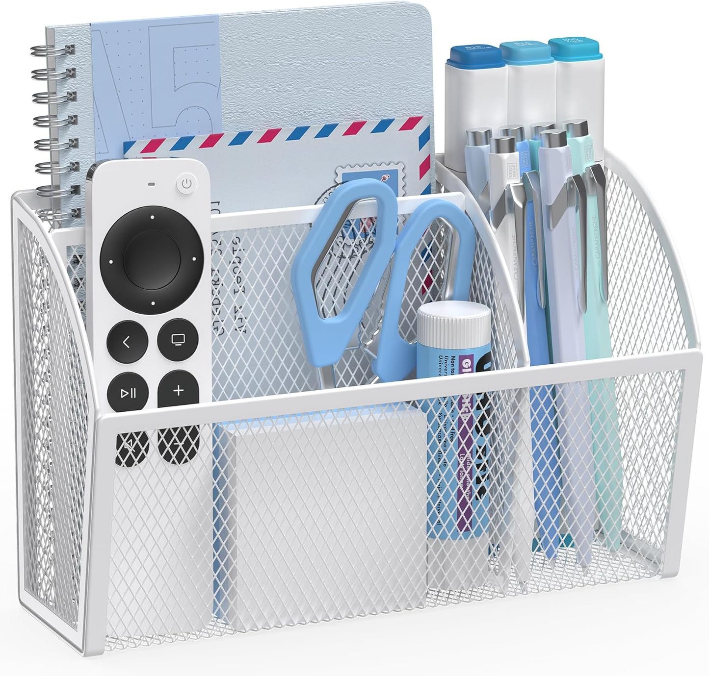 YINGHUA Strong Magnetic Pen Holder for Whiteboard and Refrigerator 3 Compartments Metal Mesh Organizer Space Saving Shelf for Office School Home and Locker - White-Velvo Beauty