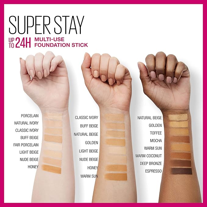 Maybelline New York Super Stay Foundation Stick for Normal To Oily Skin, Warm sun, 0.25 Ounce-Velvo Beauty
