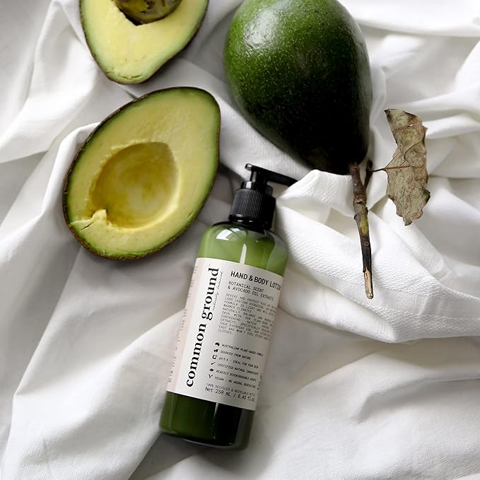 COMMON GROUND Natural Lotion Moisturizer - Paraben & Cruelty Free - Non Greasy, Vegan, Plant-Based, Avocado Oil - All, Men, Women, Eczema, Sensitive Skin (2 x 8.4 fl oz)-Velvo Beauty