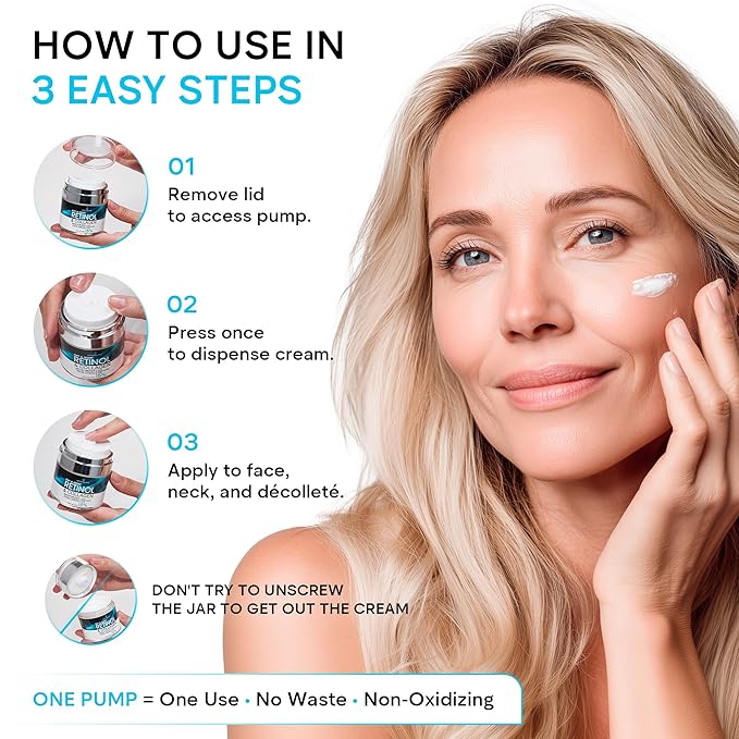 Face Moisturizer Retinol Cream, Anti Aging Neck Firming Cream, Collagen Day & Night Face Cream with Hyaluronic Acid for Women & Men, 1.85 Fl Oz-Velvo Beauty