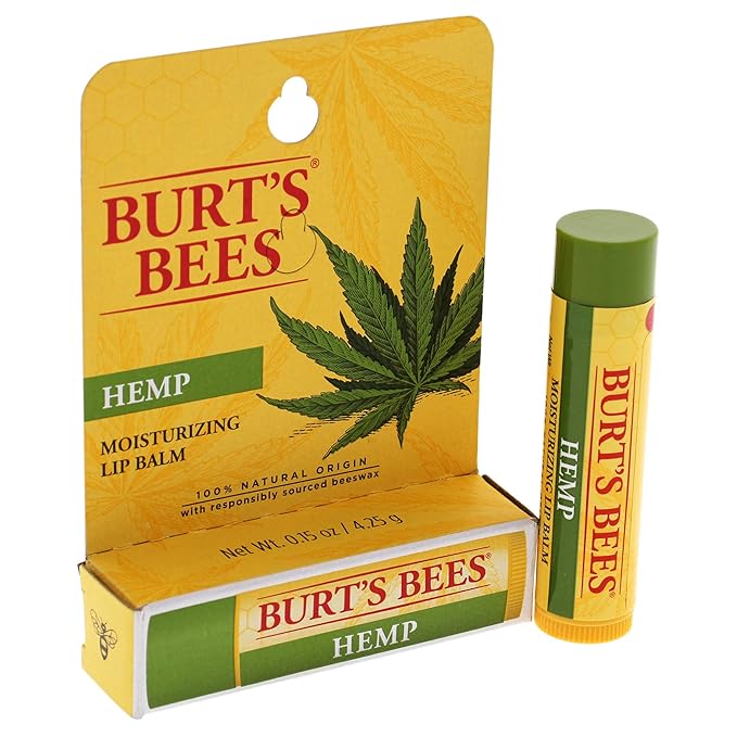 Burts Bees 100% Natural Origin Moisturizing Lip Balm, Hemp with Beeswax, 0.15 Oz-Velvo Beauty