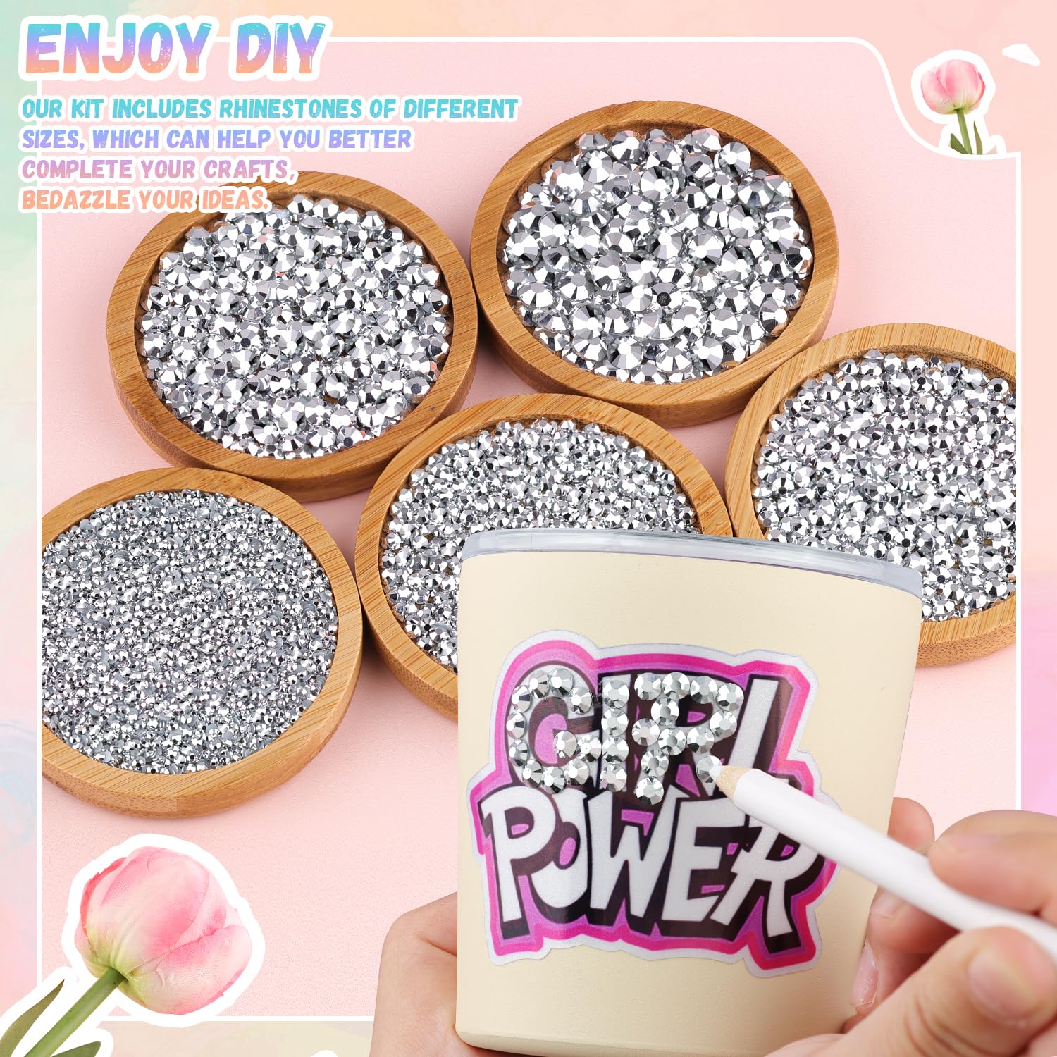 30000Pcs Resin Silver Rhinestones for Bedazzling Crafting with b7000 Jewelry Glue, Bulk Flatback Gems Bedazzler Kit for Crafts Clothes Shoes Fabric Nail Diamond Art, Assorted Size 2/3/4/5/6mm-Velvo Beauty