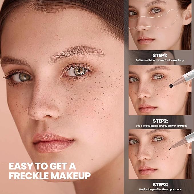 2-in-1 Dual Ended Microblading Freckle Pen & Freckle Stamp,Waterproof Freckle Stamp & Precise 15°Tip for Natural Lifelike Freckle Makeup,Perfect Make up,Last 24Hrs.-Velvo Beauty