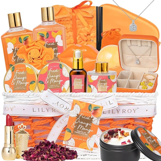 Mothers Day Gifts for Mom - 23-Piece Tropical Bath & Body Basket Set for Women, Spa Gift Basket with Shower Gel, Bath Bomb | Christmas Valentine's Birthday Gift All Occasion Holiday Gift Idea for Her-Velvo Beauty