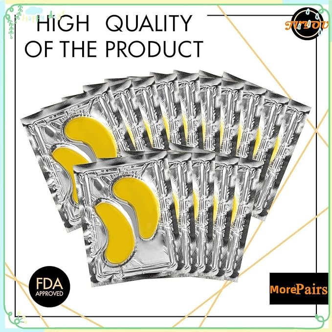 48Pcs/24Pairs 24K Gold Gel Crystal Collagen Eye Pads, Under Eye Mask for Moisturizing, Fine Lines, Dark Circles& Puffy Eyes Under Eye Patches-Velvo Beauty