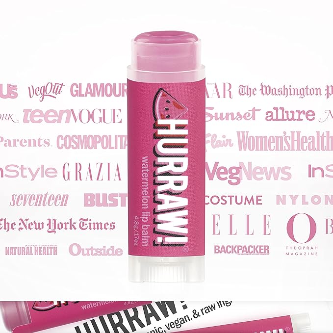 Hurraw! Watermelon Lip Balm, 2 Pack: Organic, Certified Vegan, Cruelty and Gluten Free. Non-GMO, 100% Natural Ingredients. Bee, Shea, Soy and Palm Free. Made in USA-Velvo Beauty