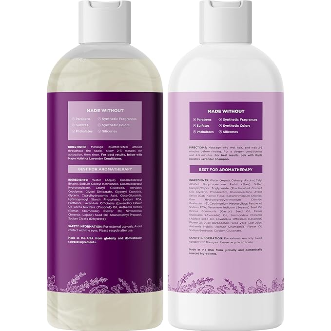 Aromatherapy Lavender Shampoo and Conditioner Set - Paraben and Sulfate Free Shampoo and Conditioner for Women with Chamomile Panthenol Jojoba Oil plus Cleansing and Calming Lavender Essential Oil-Velvo Beauty