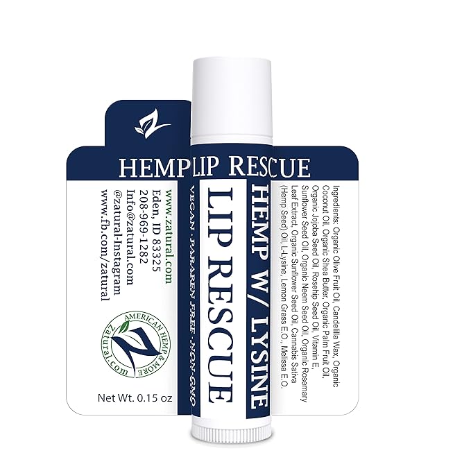 Hemp Lip Balm with L-Lysine-Heal, Moisturize, Protect (5)-Velvo Beauty