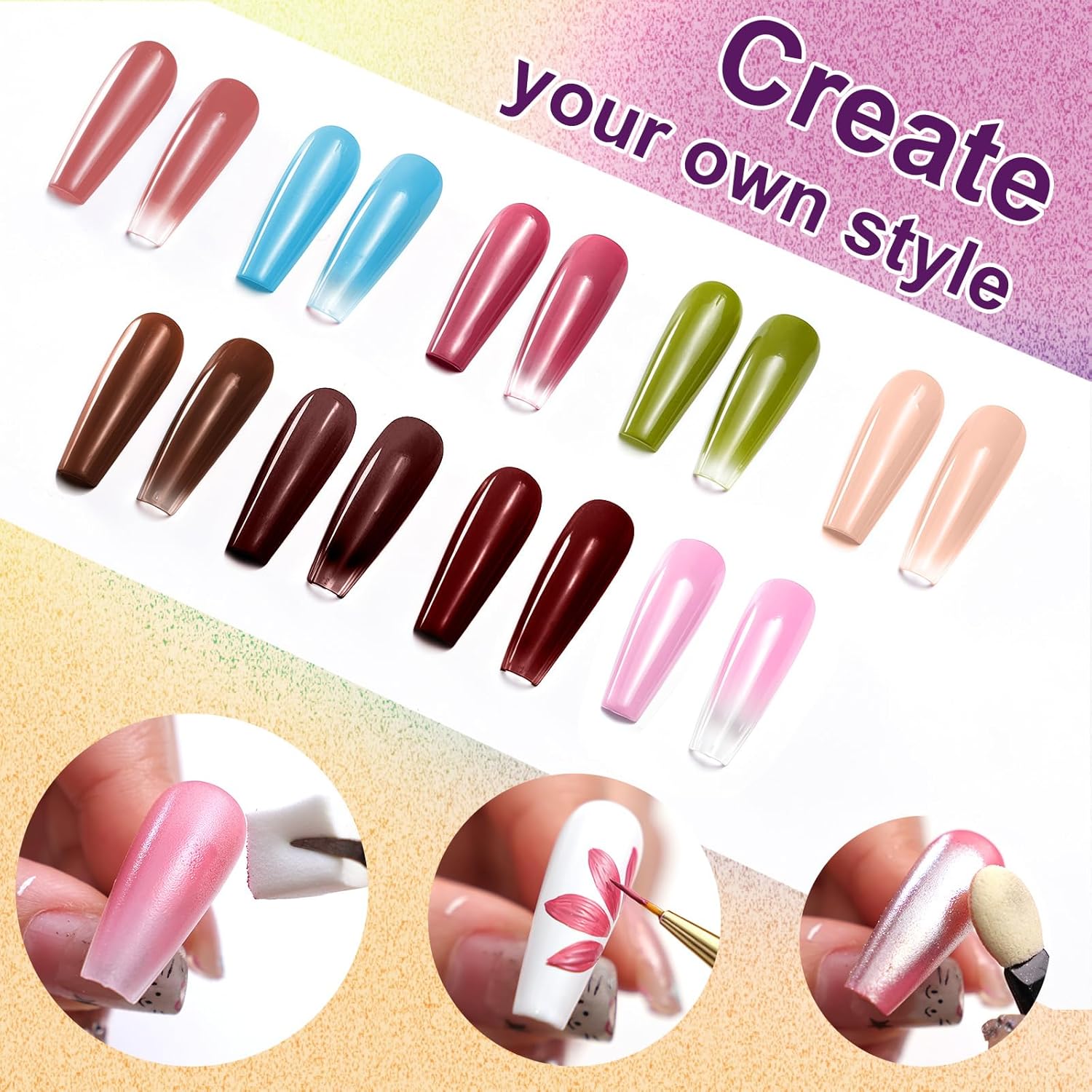 Gradient Painting Gel, 9 Colors Ombre Gel Nail Polish for Pigment Pat Nails Aura Nails French Manicure Soak Off UV Long-lasting Home Salon DIY Nail Art Canyon Bloom-Velvo Beauty