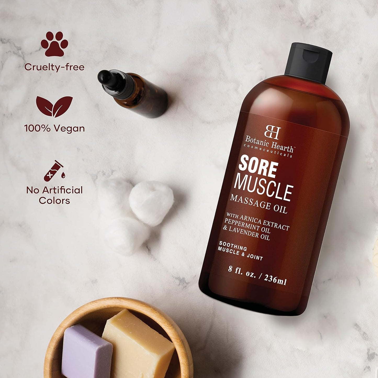 Botanic Hearth Sore Muscle Massage Oil | with Arnica Montana Extract and Essential Oils | Warming and Relaxing | Soothes Tired Sore Muscles and Joints, 8 Fl Oz-Velvo Beauty