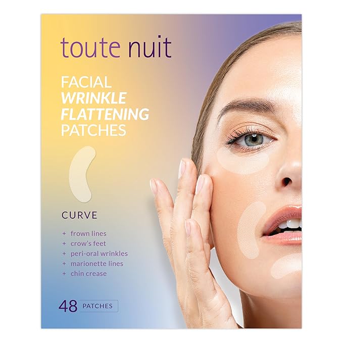 Toute Nuit Wrinkle Patches – Curve – Face Tape for Forehead, Eyes & Lips – Hypoallergenic Anti Wrinkle Patches – 48 Count, Made in USA-Velvo Beauty