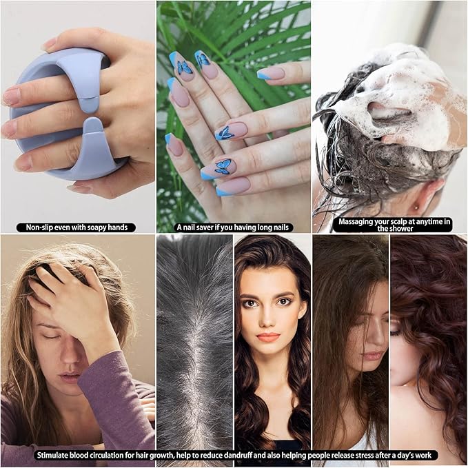 Silicone Hair Scalp Massager Shampoo Brush Scalp Scrubber Hair Washing Brush Exfoliating Brush Head Scrubber for Shower - Blue-Velvo Beauty