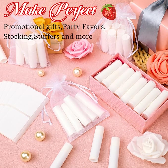 Demissle 150 Pcs Unlabeled Lip Balm Bulk Chapped Stick Blank Mini Lip Balm Gifts Moisturizing Lip Balms Favors for Women Homeless Wedding Bridal Shower Favors Baby Shower Guests Favors(Strawberry)-Velvo Beauty