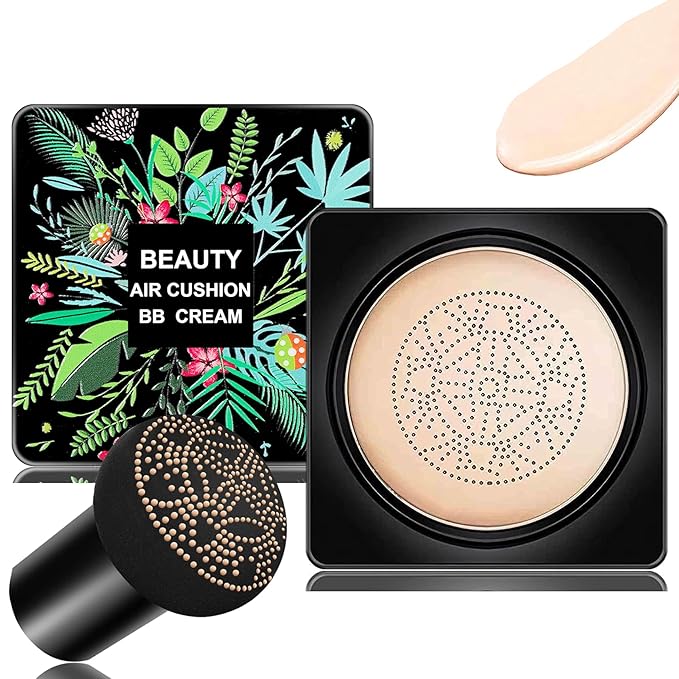 AWCCXMYM Mushroom Head Air Cushion CC Cream Foundation BB Cream Foundation Makeup Moisturizing CC Cream Liquid Foundation,Concealer Lasting Makeup Foundation Even Skin Tone Makeup Base Primer(Ivory)-Velvo Beauty