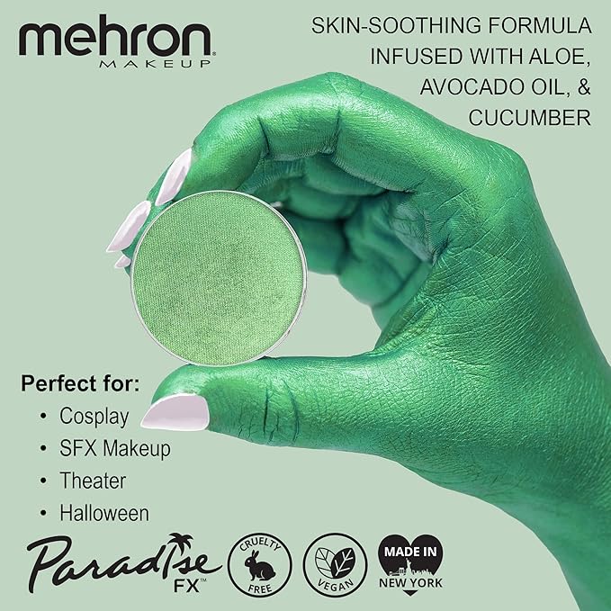 Mehron Makeup Paradise Makeup AQ Refill (.25 oz) (Metallic Green)-Velvo Beauty