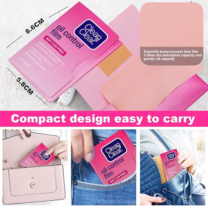 Oil Control Film Replacment for Clean & Clear Oil-absorbing Sheets,3 Pack (Grapefruit Fragrance) Oil Blotting Sheets For Face,Makeup Friendly High-performance Handy Face Blotting Paper for Oily Skin-Velvo Beauty