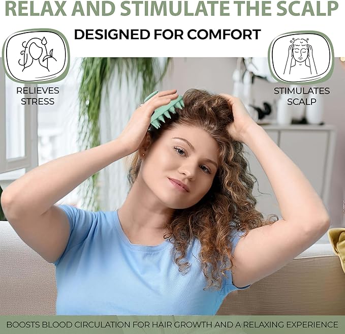 Fiora Naturals Scalp Massager Shampoo Brush - Silicon Scrubber & Exfoliator for Dandruff Removal and Hair Growth, Brush for Wet & Dry Hair, for Men, Women, Kids - BPA Free-Velvo Beauty