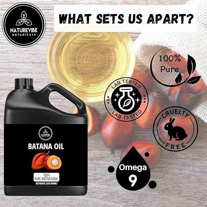 Naturevibe Botanicals Batana Oil 32 Ounces | 100% Pure and Natural | Great for Skin Care and Hair Care-Velvo Beauty