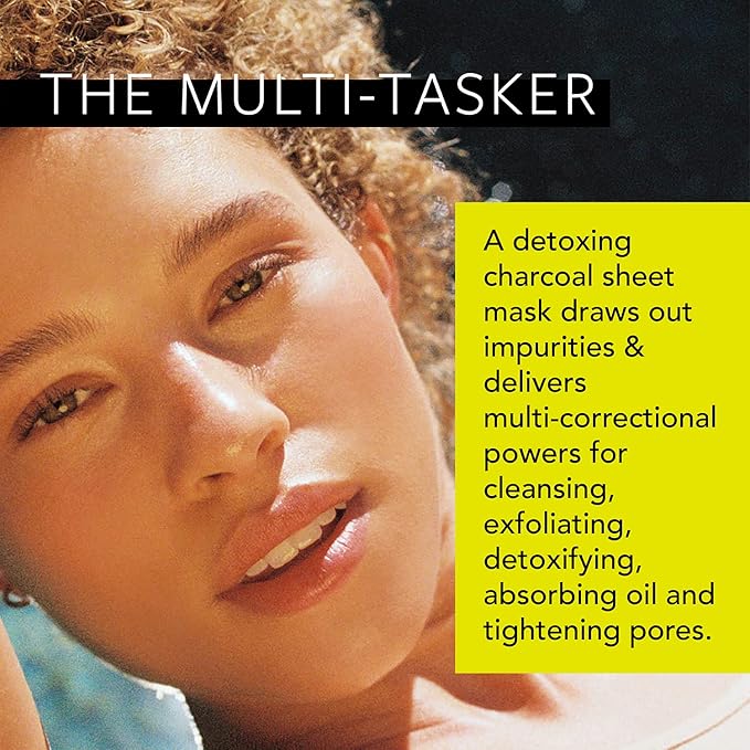 LAPCOS Charcoal Sheet Mask, Daily Face Mask with Salicylic Acid and Tea Tree Oil to Detoxify and Tighten Skin, Korean Beauty Favorite, 5-Pack-Velvo Beauty