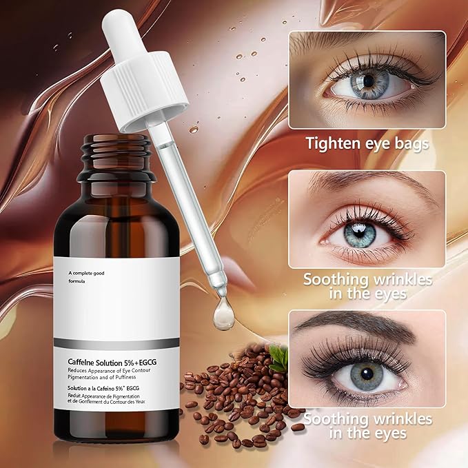 Caffeine Solution 5% + EGCG Eye Serum, 30ML Moisturizing Caffeine Eye Serum, Targets Dark Circles & Puffiness, Smooths Fine Lines-Velvo Beauty