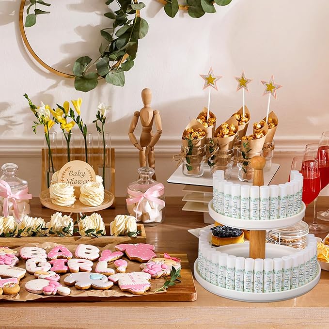 50 Pack Sage Green Baby Shower Lip Balm Party Supplies Bulk for Girls Guests Boys Neutral Baby Shower Gifts Gender Reveal Favors Prizes Souvenirs Winners Thank You Appreciation Gifts-Velvo Beauty