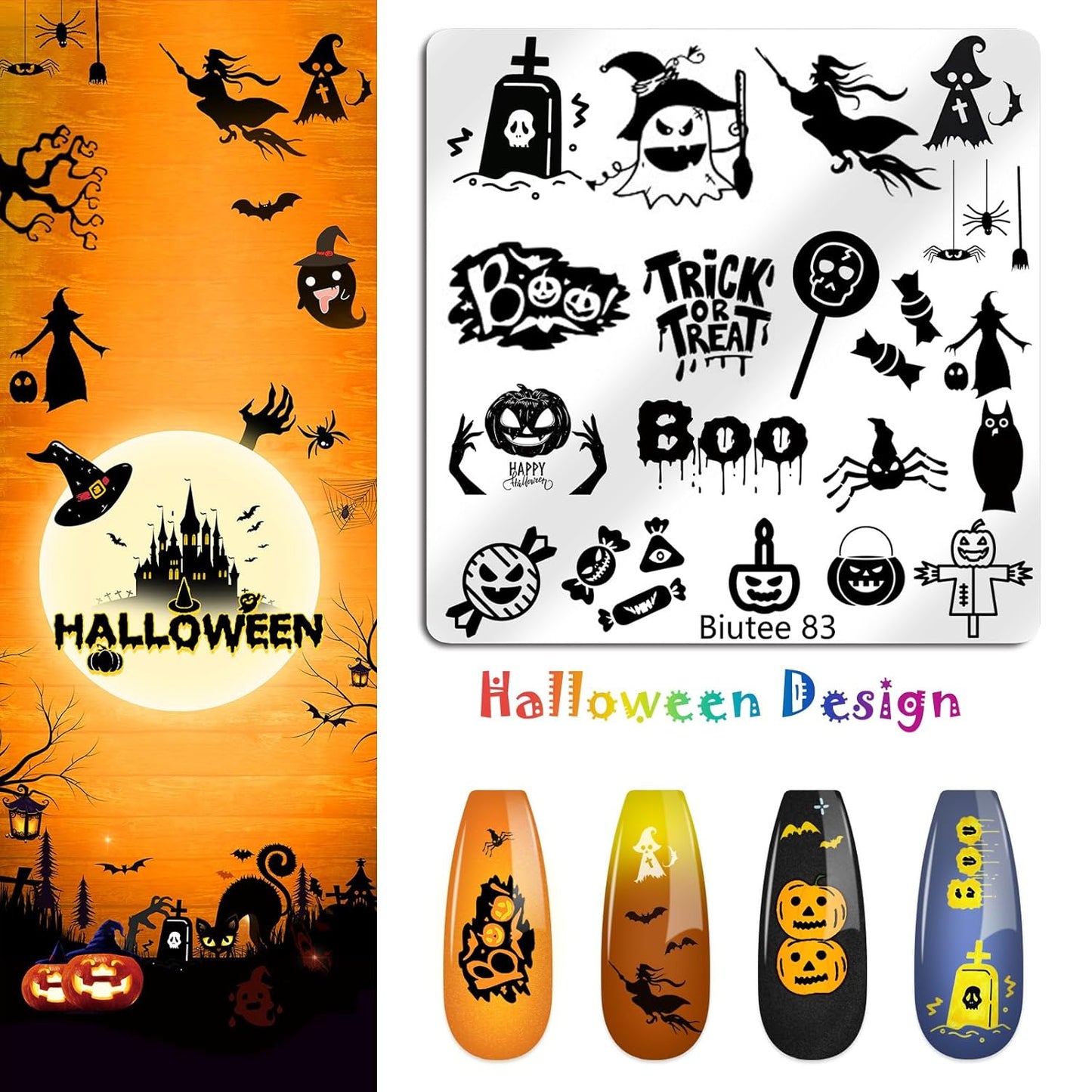 Biutee Nail Stamping Plate 15PCS Nail Stamper Kit Nail Art Stamping Plates Set with Nail Stamper, Scraper & Storage Bag, Nail Stamping Kit Star Bowknot Love Butterfly Leaf Halloween Design Template-Velvo Beauty