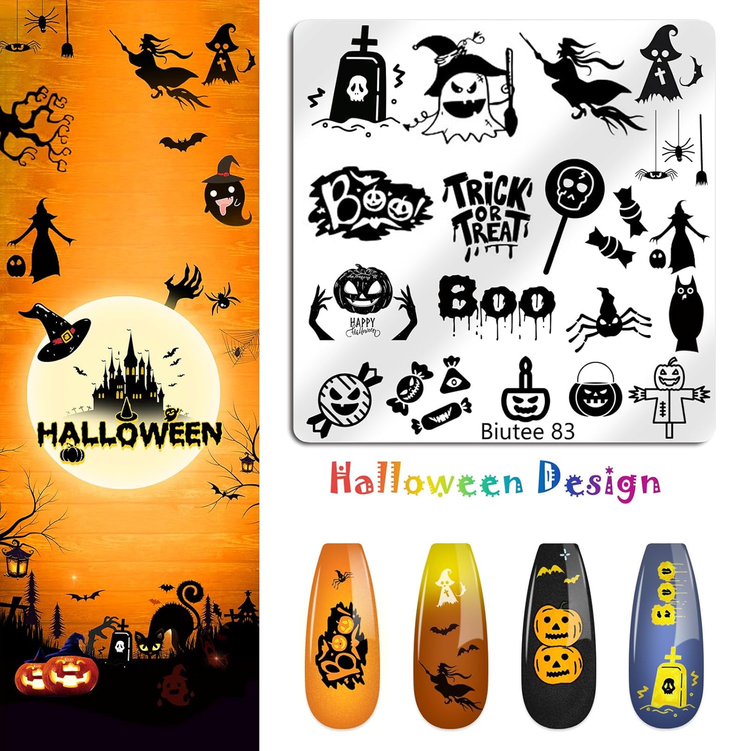 Biutee Nail Stamping Plate 15PCS Nail Stamper Kit Nail Art Stamping Plates Set with Nail Stamper, Scraper & Storage Bag, Nail Stamping Kit Star Bowknot Love Butterfly Leaf Halloween Design Template-Velvo Beauty