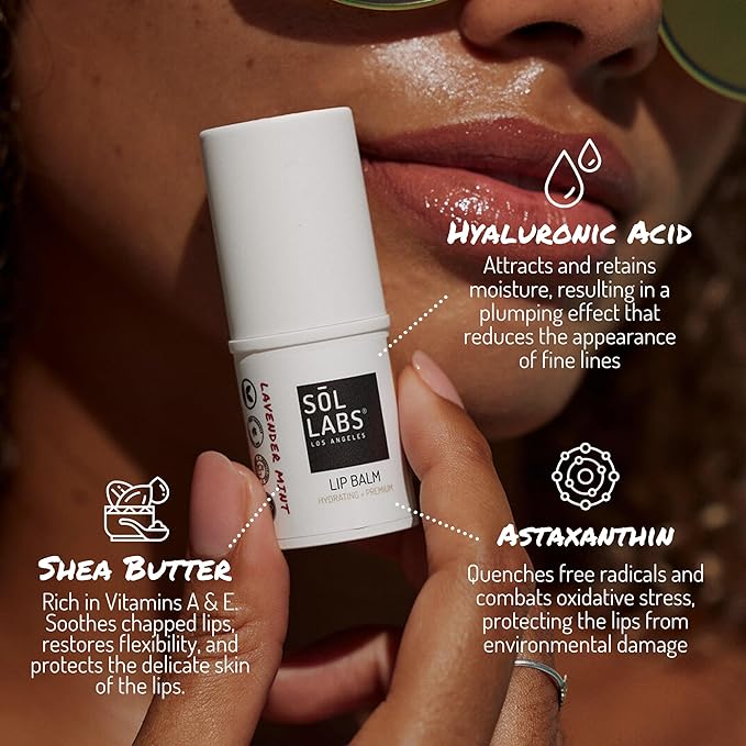 SPF 15 Lip Balm Sunscreen, Shea Butter Intensive Hydration, Revitalizing Antioxidants, Zinc UV Protection, Reduces Lip Lines, Oversized 11g Tube, Rejuvenating Lavender Mint-Velvo Beauty