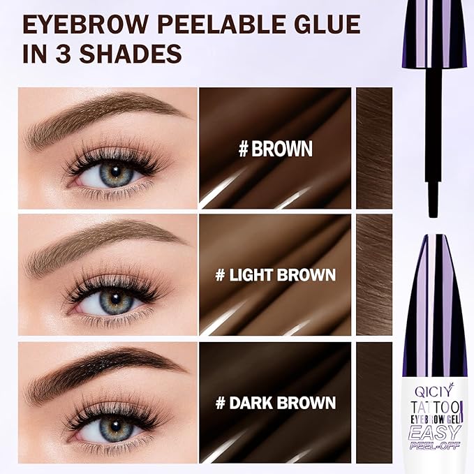 2025 New Tattoo Eyebrow Gel Easy Peel Off for Women, Upgrade Eyebrow Tattoo Peel Off, Transfer-proof Eyebrow Gels Waterproof for All Skin Types (Dark brown)-Velvo Beauty