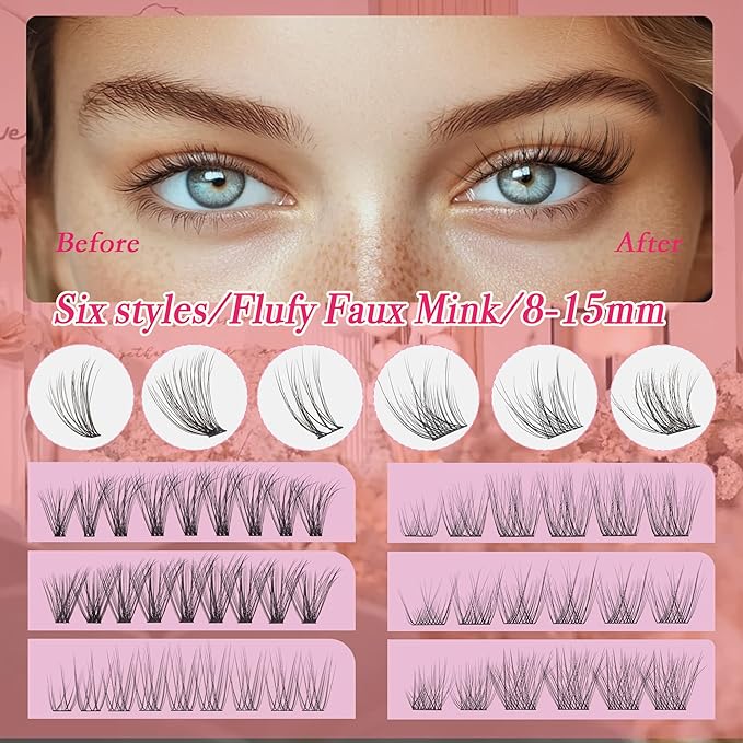 Lash Clusters - Dark Brown Lashes 360PCS Natural Wispy Fluffy Eyelash Clusters 8-16 MM Eyelash Extensions D Curl Faux Mink Lash Extensions DIY at Home-Velvo Beauty