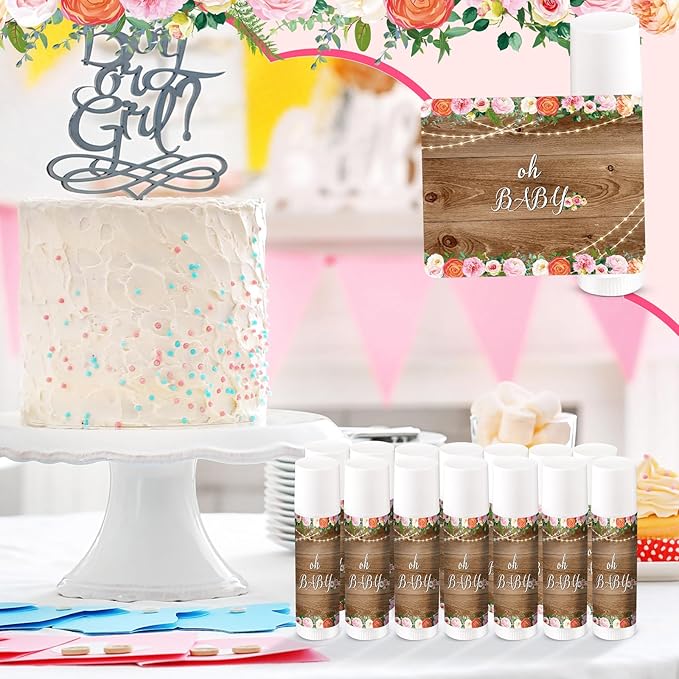 40 Pieces Lip Balm Bulk Baby Shower Jasmine Lip Balm Favors Floral Moisturizing Lip Balm for Women Children Men Girl kids Gender Reveal Favors Gift Baskets (Floral)-Velvo Beauty