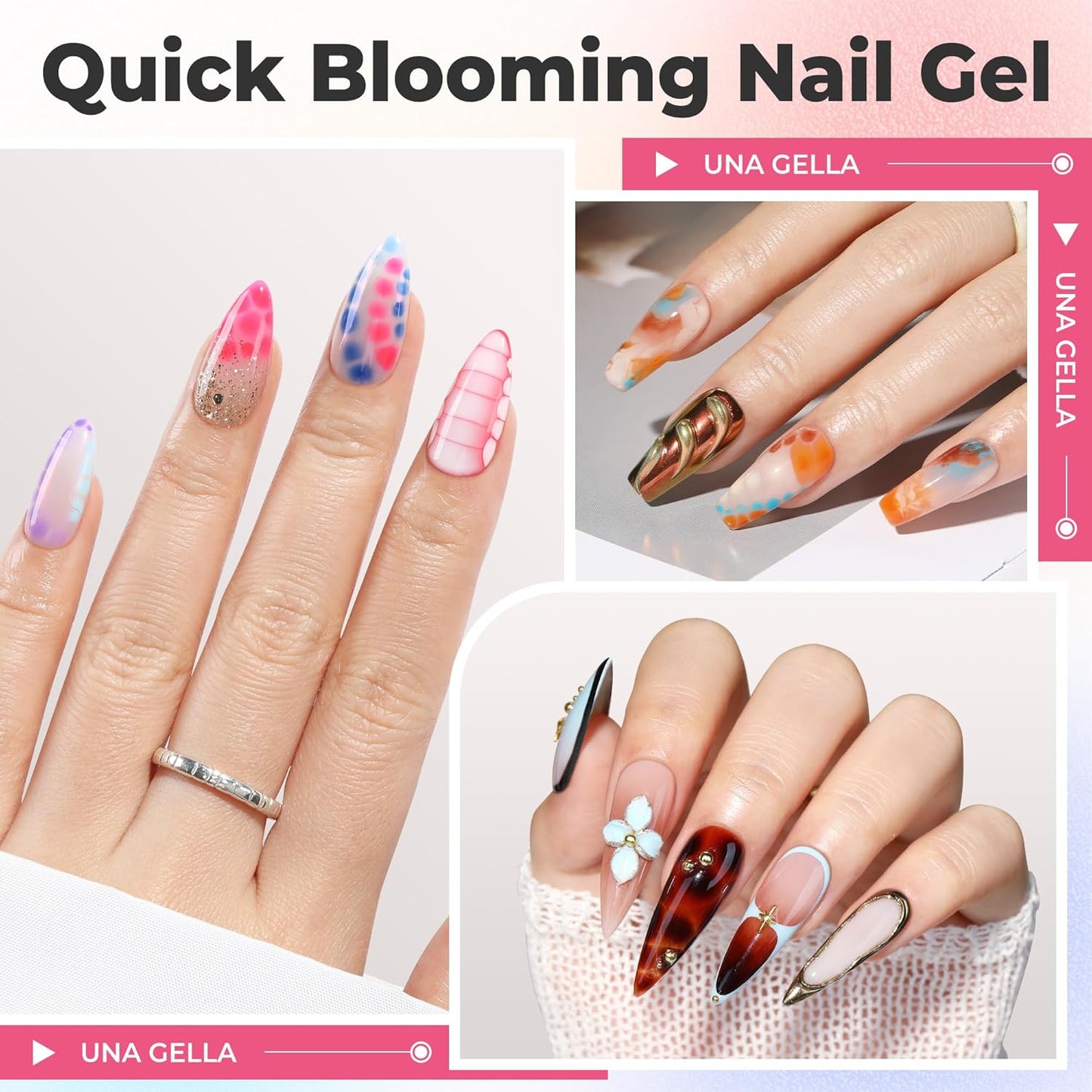 UNA GELLA Blooming Gel Nail Polish 15ml Super Clear for Spreading Effect U V/LED Needed Nail Blooming Gel for Marble Natural Stone Floral Print Watercolor Effect Design Soak Off Home DIY Salon-Velvo Beauty