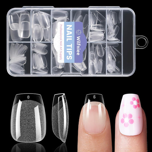 Extra Short Coffin Nail Tips: 240PCS Clear Gel Short Coffin Nails Tips, 12Sizes Full Cover Acrylic Pre-shaped Press on Fake Nail Tips for Nail Extension Home DIY Manicure-Velvo Beauty