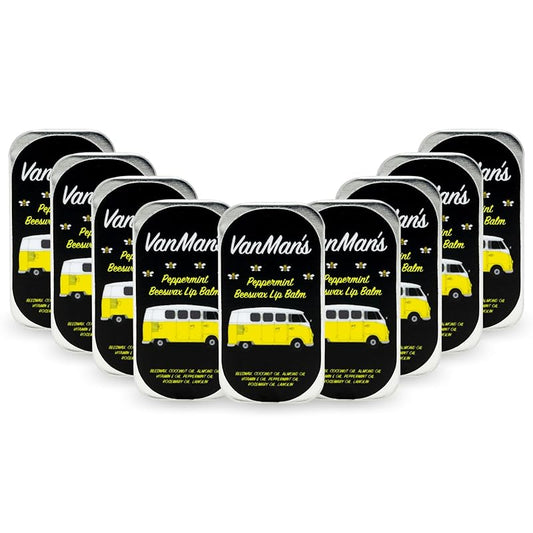 Vanman’s - Handmade Peppermint Beeswax Lip Balm (9 Pack) - Peppermint Lip Balm with Rosemary, Almond and Coconut Oil - Bee Balm with Vitamin E - Peppermint Balm Ideal for Dry Lips-Velvo Beauty