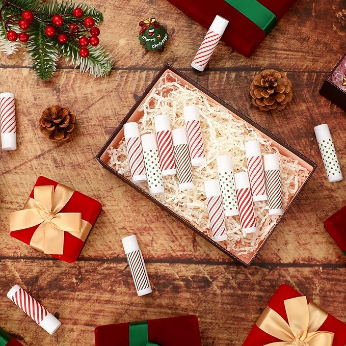 50 Pcs Christmas Peppermint Lip Balms Gifts Bulk Holiday Stocking Stuffers Holiday Treat Gifts Stuffer Goodie Christmas Party Supplies for Kids Women Men-Velvo Beauty