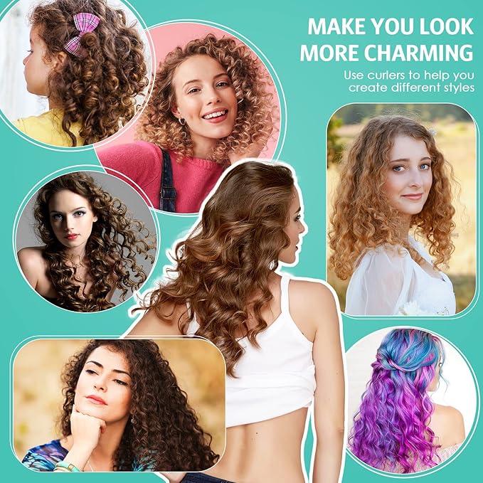 Syhood 30 Pcs 7'' Flexible Curling Rods Twist Foam Hair Rollers Soft Foam No Heat Hair Rods Rollers and 1 Steel Pintail Comb Rat Tail Comb for Women Long Short Hair(Lake Green,7 x 0.3 Inch)-Velvo Beauty