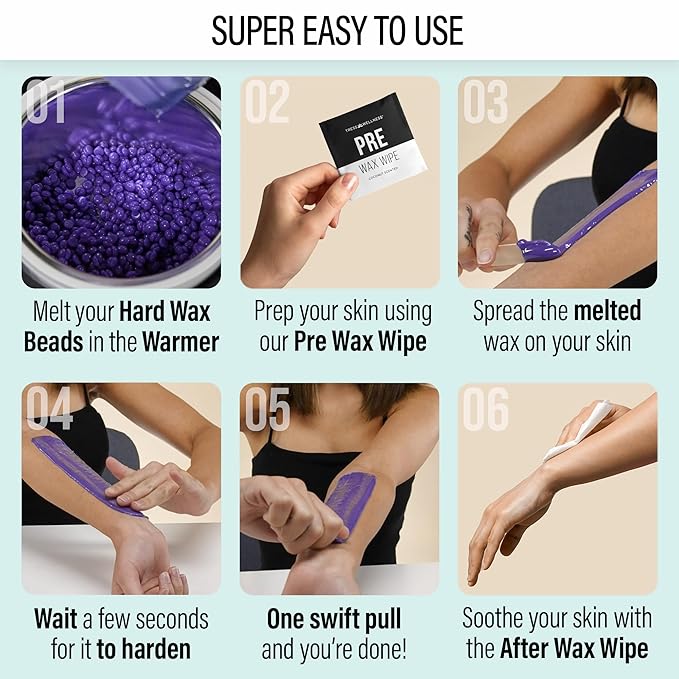 Tress Wellness Waxing Kit for Sensitive Skin – Safe for Face & Skin, Prep & Aftercare Spray, Easy to Use – At-Home Kit for Face, Bikini, Brazilian & Full Body – Black, No Display-Velvo Beauty