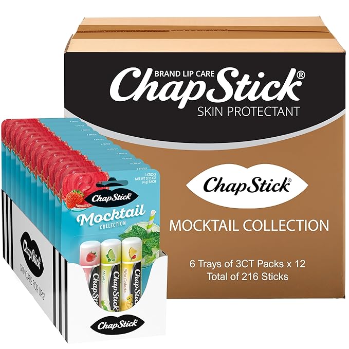 ChapStick Bulk Lip Balm Mocktail Collection, Lip Care Tubes, 0.45 oz, 216ct case-Velvo Beauty