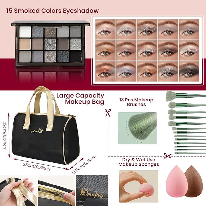 Makeup Kit for Women, Travel Makeup Kit, Makeup Full Kit for Beginners Teens Girls, Makeup Bundle Include 3 Matte & Shimmer Eyeshadow Palettes, Blush Palette, Lip Gloss Set, Concealer-Velvo Beauty