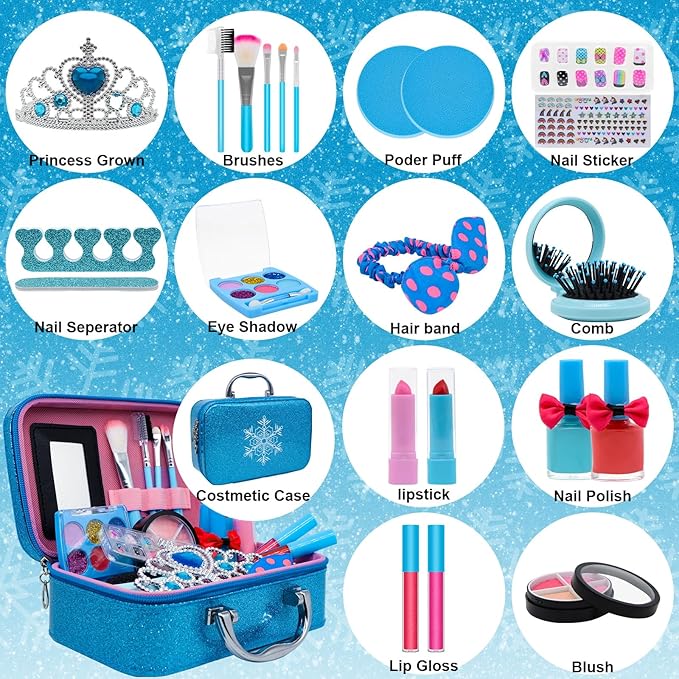 Kids Makeup Kit for Girl Toys, Princess Toys With Makeup kit Nail Polish Set Little Girls Toddlers Dress up Set Birthday Gift Play Makeup Kits For Girls Ages 6-10-Velvo Beauty