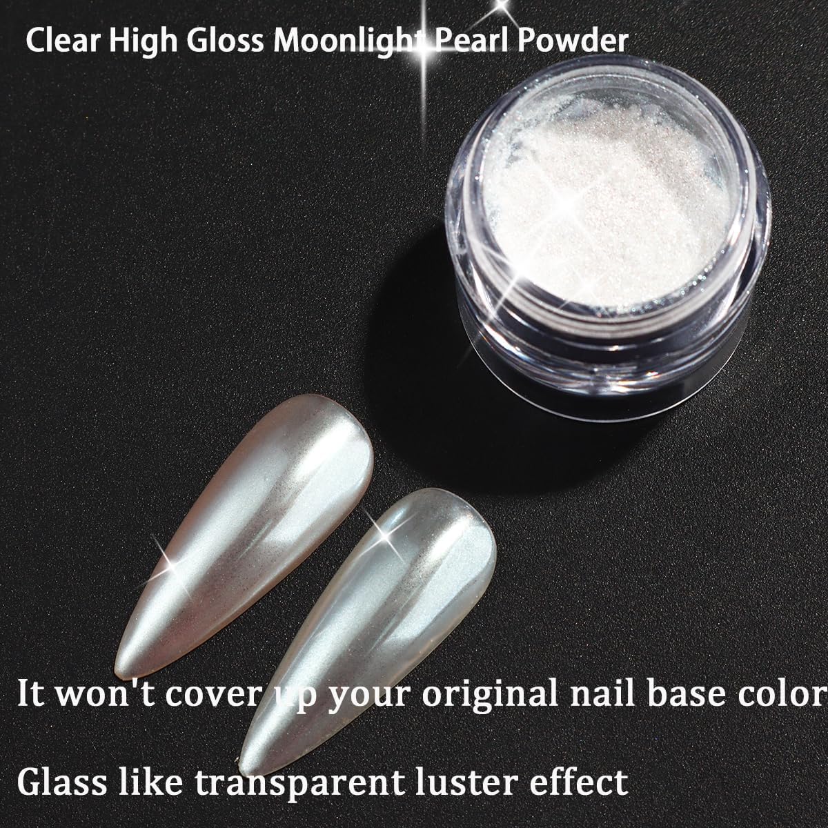 3Pcs Moonlight White Pearl Chrome Nail Powder, Super Glossy Clear Mirror Effect Holographic Pearl Nail Glitter Powder, Neon Ice Aurora Shimmer Sugar Pigment Dust for Nails Art Design-Velvo Beauty
